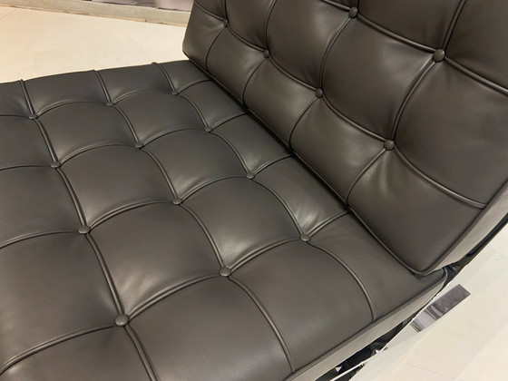 Image 1 of Knoll Set Barcelona Neu-Nie Gebraucht Petrol Grau Leder Design L. Mies Van Der Rohe Und Lilly Reich 1929