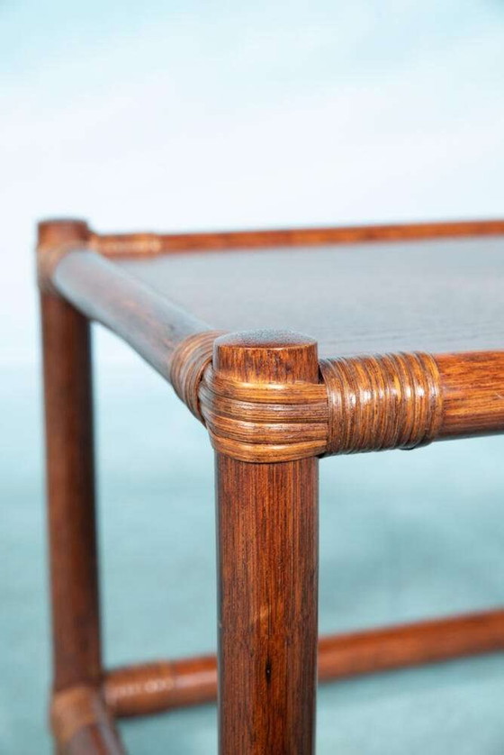 Image 1 of Vintage Rattan Couchtisch 1960er Jahre, Boho Weidenbeistelltisch