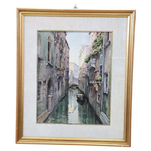 Venezianische Landschaft, Aquarellmalerei auf Papier