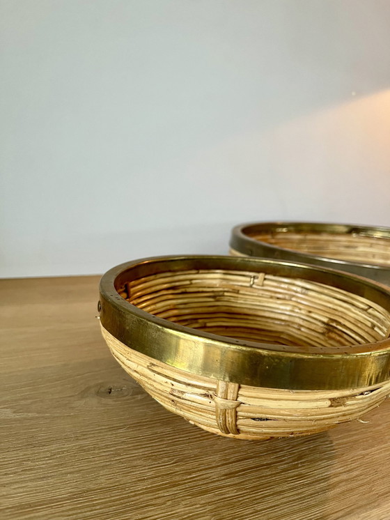 Image 1 of Korb aus Rattan und Messing, Italien, 1970
