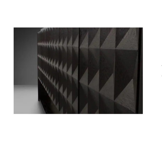 Image 1 of Große brutalistische Diamant-Credenza aus gebeizter Eiche,