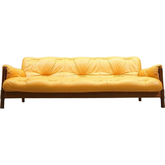 Image 1 of Vintage 3-Sitzer-Sofa aus brasilianischem Leder und Jatoba-Holz, 1970