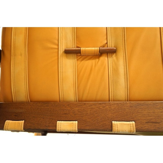 Image 1 of Vintage 3-Sitzer-Sofa aus brasilianischem Leder und Jatoba-Holz, 1970