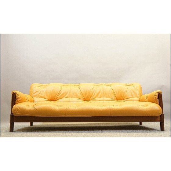 Image 1 of Vintage 3-Sitzer-Sofa aus brasilianischem Leder und Jatoba-Holz, 1970
