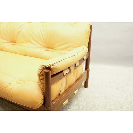 Image 1 of Vintage 3-Sitzer-Sofa aus brasilianischem Leder und Jatoba-Holz, 1970