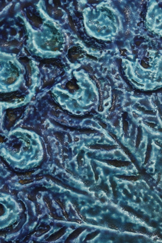 Image 1 of Große Vintage-Keramikplatte mit Pfau Design Ceramano West Germany 1960S