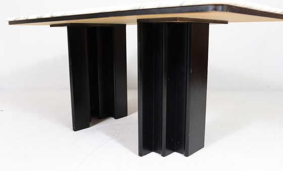 Image 1 of Mid Century Esstisch Mit Carrara Marmorplatte, Italien, 1970Er Jahre