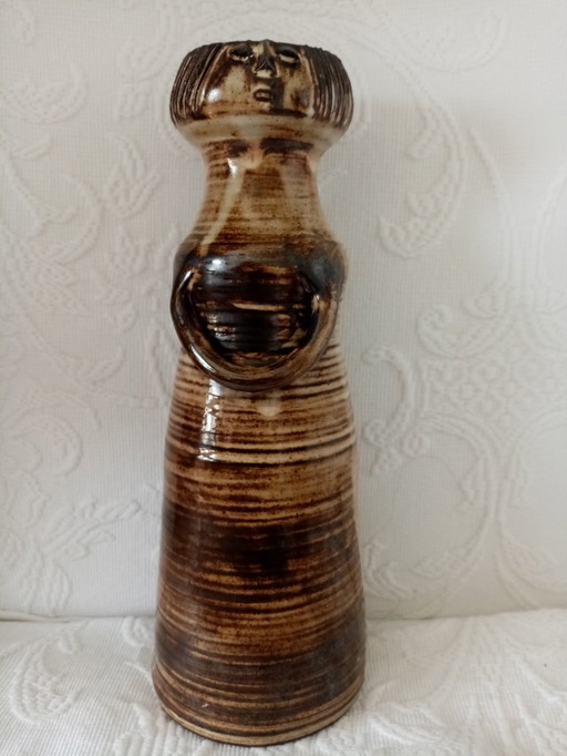 Vase "Totemfrau" Aus Steinzeug Vom französischen Keramiker Jacques Pouchain