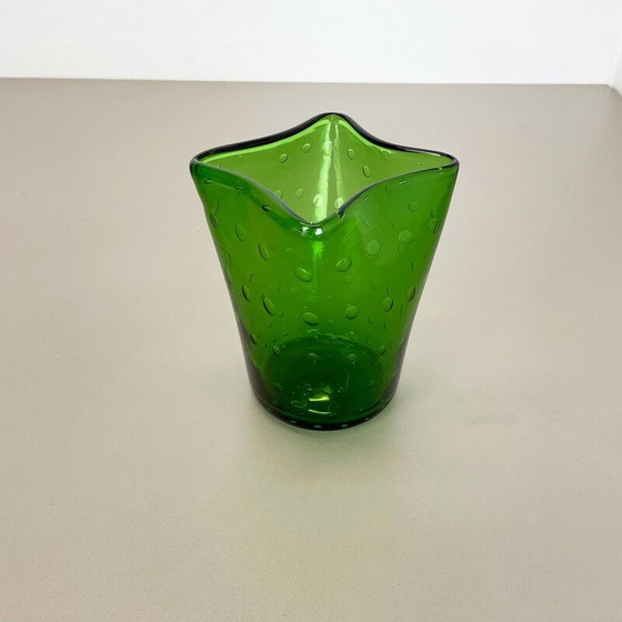 Image 1 of Vintage "Grün" Muranoglas Bullicante Blase Vase, Italien 1970er