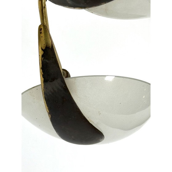 Image 1 of Vintage-Kronleuchter aus Messing und gebogenem Glas, Italien 1950