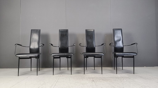 Vintage S44 Esszimmerstühle von Giancarlo Vegni für Fasem, Satz von 4, 1980er