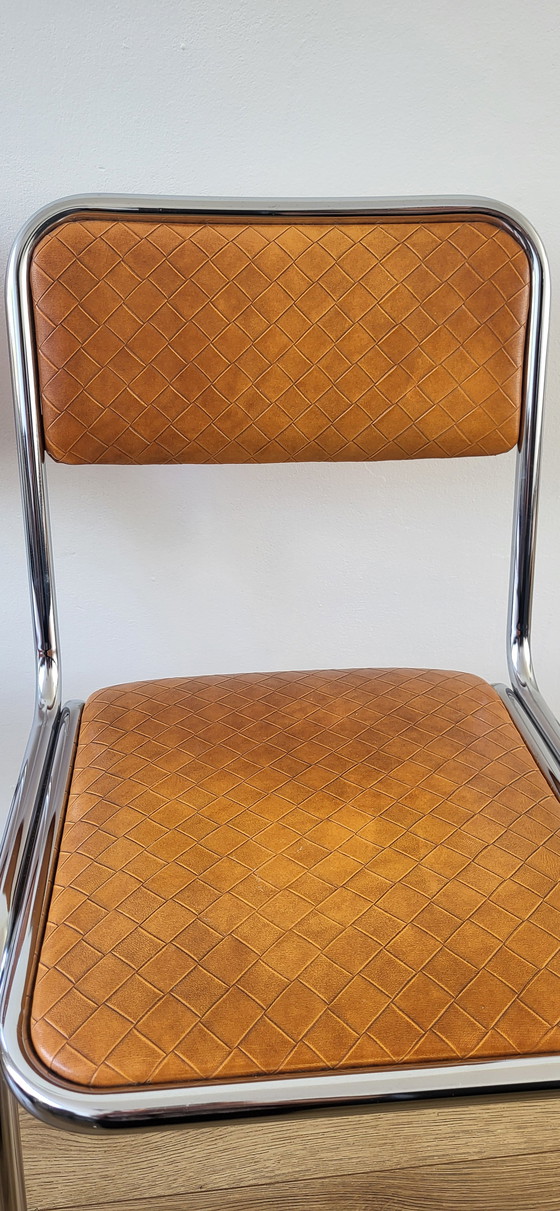 Image 1 of 2x Tavo mid century stoel - chroom cognac