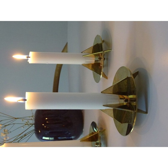 Image 1 of Satz von 4 skulpturalen Kerzenleuchtern n 20 von Pierre Forsell für Skultuna, Schweden 1960