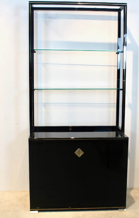 Image 1 of Pierre Vandel Paris Schwarz lackiert Französisch Kabinett mit Regal Display
