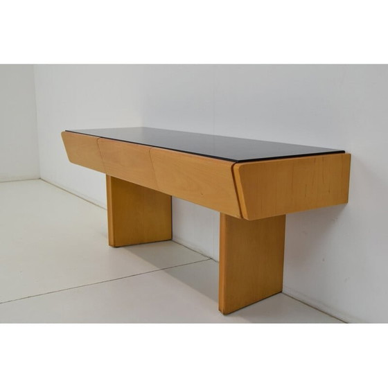 Image 1 of Mid-Century Nachttisch aus Holz und Glas, Tschechoslowakei 1960er Jahre