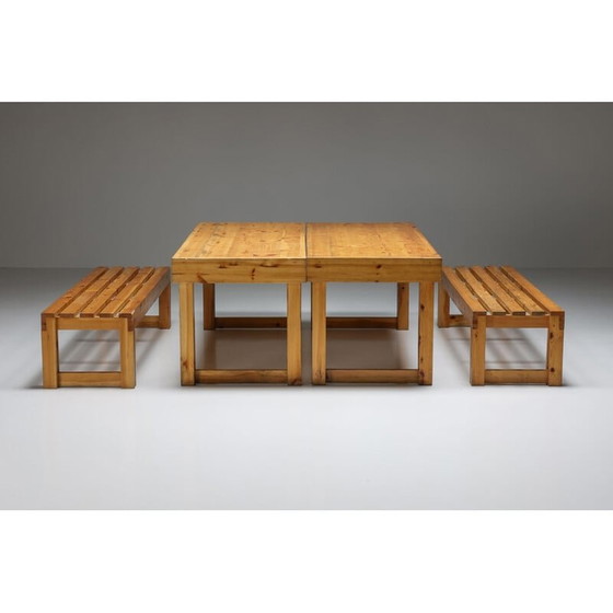 Image 1 of Tisch und Bank aus italienischem Weinbergskiefernholz, 1960er Jahre