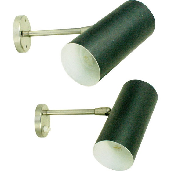 Image 1 of Paar Vintage-Wandleuchter aus lackiertem Metall von Julius Theodor Kalmar, Österreich 1960