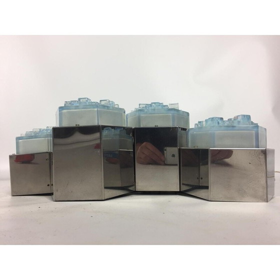 Image 1 of Vintage Wandleuchte aus verchromtem Glas