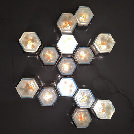 Image 1 of Vintage Wandleuchte aus verchromtem Glas