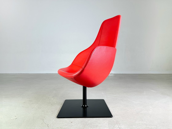 Image 1 of Original Moroso Sessel Leder Rot Patricia Urquiola Drehbar
