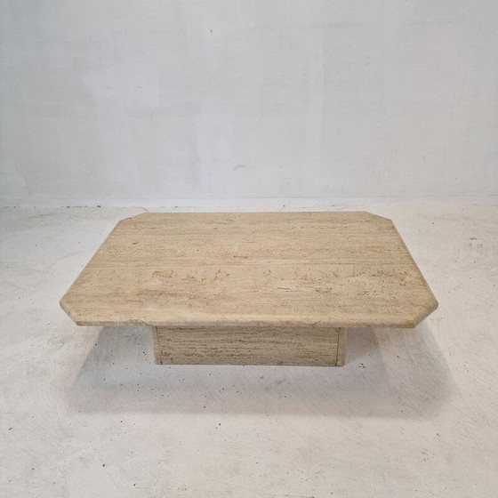 Image 1 of Italienischer Vintage-Couchtisch aus Travertin, 1980er Jahre