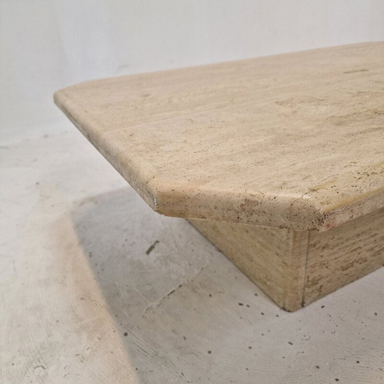 Image 1 of Italienischer Vintage-Couchtisch aus Travertin, 1980er Jahre