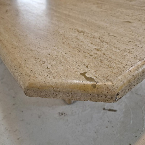 Image 1 of Italienischer Vintage-Couchtisch aus Travertin, 1980er Jahre