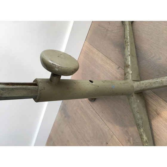 Image 1 of Vintage-Industriehocker aus Stahl und Holz, höhenverstellbar, 1900er