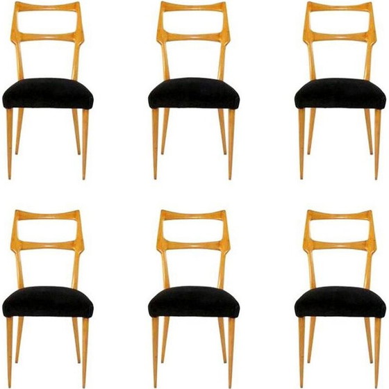 Image 1 of Satz von 6 vintage Esszimmerstühlen Italien 1950er Jahre