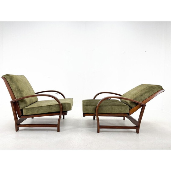 Image 1 of Paar verstellbare Holzsessel im Art-déco-Stil, 1930er Jahre