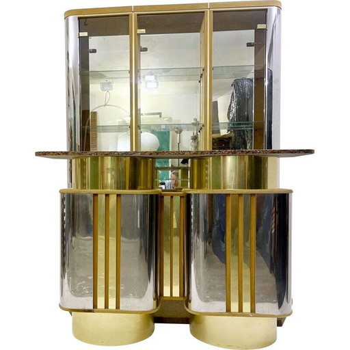 Alte Metallstange mit Spiegel, Italien 1970