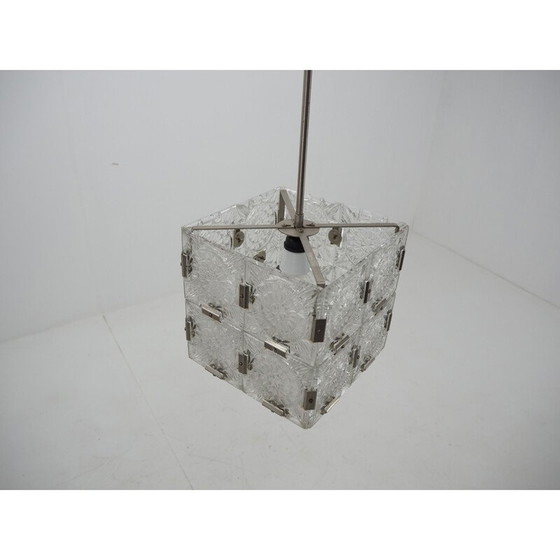 Image 1 of Kronleuchter aus kubischem Glas von Kamenický Šenov, Tschechoslowakei 1960