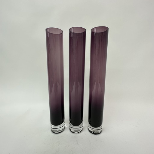 Satz von 3 Vintage Ikea Vasen lila Glas