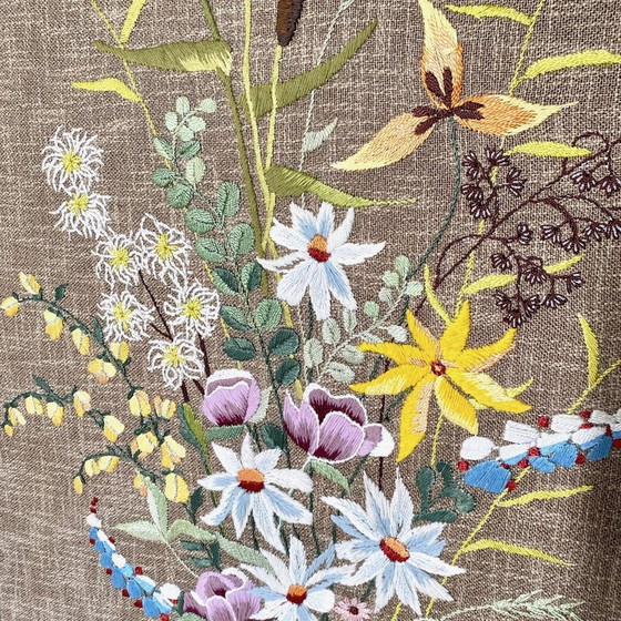 Image 1 of Vintage Mcm Nadelspitze Wand Kunst wilde Blume Bouquet