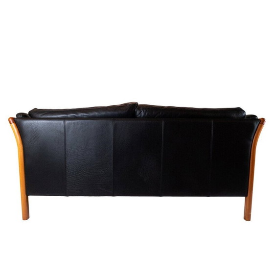 Image 1 of Vintage 2-Sitzer-Sofa, gepolstert mit schwarzem Leder, Dänemark 2002