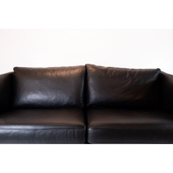 Image 1 of Vintage 2-Sitzer-Sofa, gepolstert mit schwarzem Leder, Dänemark 2002