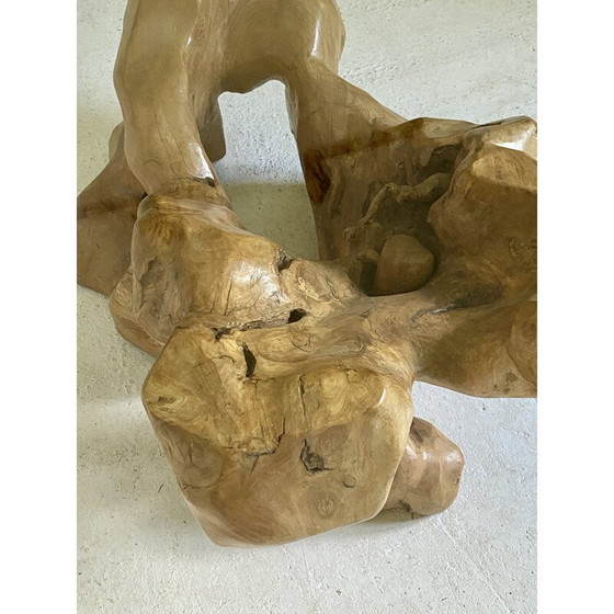 Image 1 of Brutalistischer Couchtisch aus Holz und Glas von Jean Yves Le Guyader