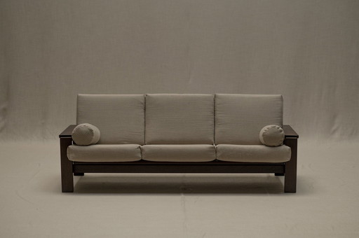 Mid Century Wengé Dreisitziges Sofa