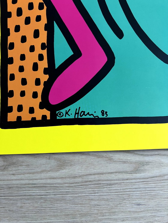 Image 1 of Keith Haring Montreux Jazz Festival Poster Streetart Warhol Basquiat Yellow Edit