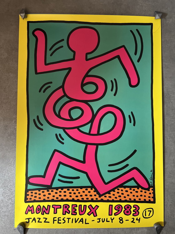 Image 1 of Keith Haring Montreux Jazz Festival Poster Streetart Warhol Basquiat Yellow Edit