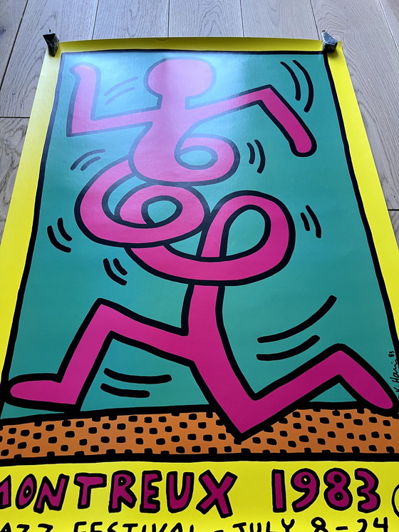 Image 1 of Keith Haring Montreux Jazz Festival Poster Streetart Warhol Basquiat Yellow Edit