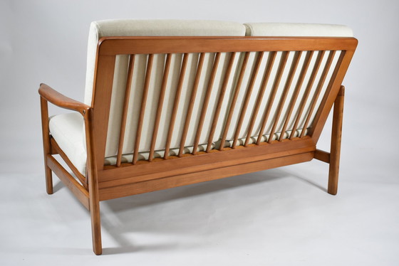 Image 1 of Skandinavisches Zweisitzer-Sofa, Cremefarbener Stoff