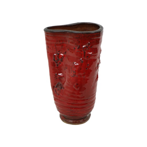 Rote Design-Vase Guerin Bouffioulx