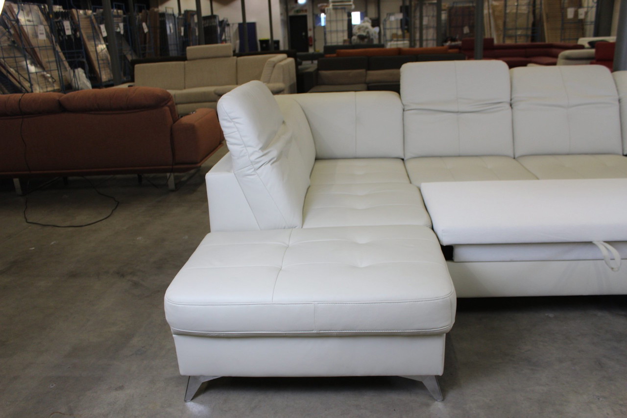Ledersofa U Sofa Mit Schlaffunktion Stauraum Und Verstellbaren Kopfstutzen Ledercouch Schlafsofa Sofa Couch