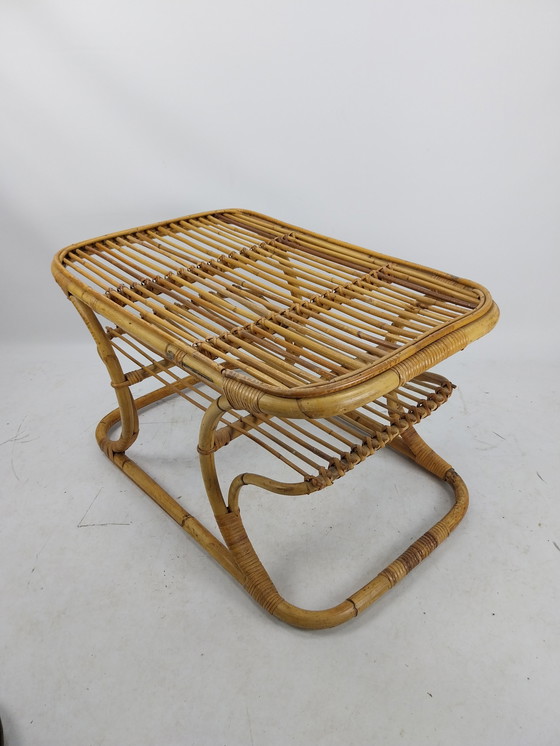 Image 1 of 1 x Italienischer Rattan/Bambus Couchtisch 1950S