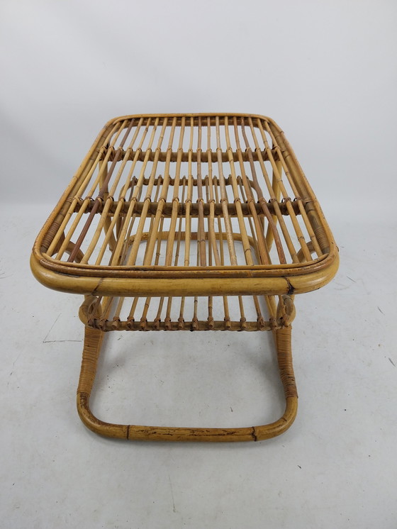 Image 1 of 1 x Italienischer Rattan/Bambus Couchtisch 1950S