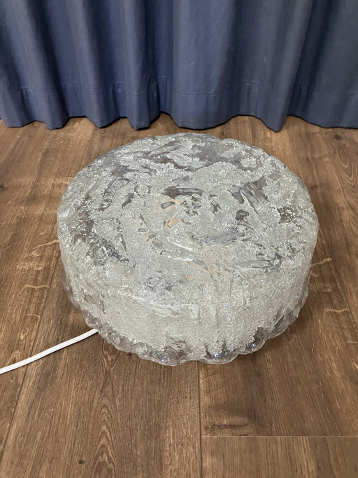 Glashütte Limburg Vintage Eisglas Plafoniere Space Age