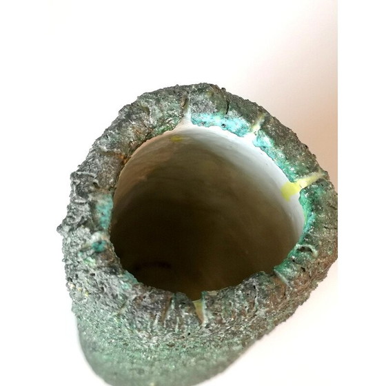 Image 1 of Smaragdgrüne Tischvase aus Keramik, 1970