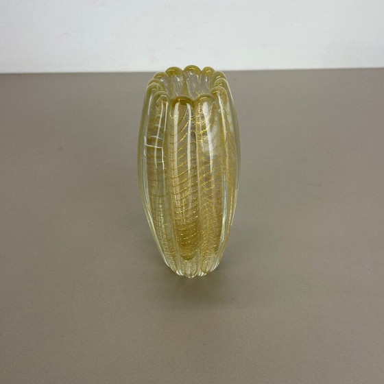 Image 1 of Vase aus Muranoglas Cordonato d'oro von Barovier und Toso, Italien 1970er Jahre