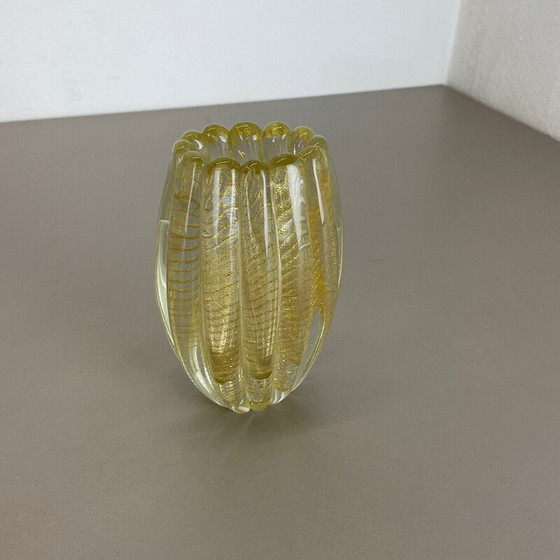 Image 1 of Vase aus Muranoglas Cordonato d'oro von Barovier und Toso, Italien 1970er Jahre